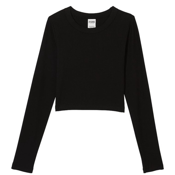 PINK Victoria’s Secret Rib Long-Sleeve Crop Top - Picture 4 of 8